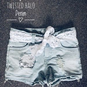 Custom little distressed shorts